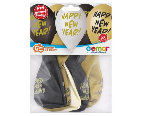 Balony Premium Hel Happy New Year 5szt