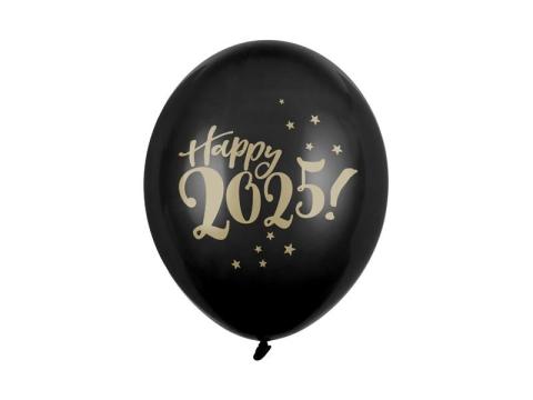 Balony Happy 2025! Pastel Black 30cm 50szt