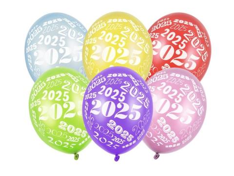 Balony 2025 Metallic mix 30cm 6szt