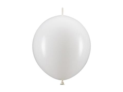 Balony z łącznikiem Metallic Pure White 28cm 20szt