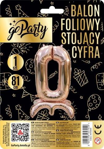 Balon foliowy stojący 0 rose gold 81cm