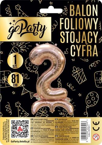 Balon foliowy stojący 2 rose gold 81cm