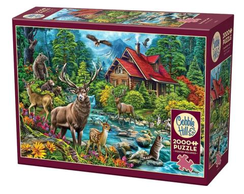 Puzzle 2000 Leśna chatka z czerwonym dachem G3