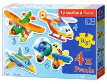 Puzzle x 4 Kontur - Funny planes CASTOR