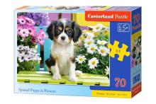 Puzzle 70 Spaniel in flowers CASTOR