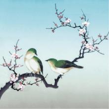 Karnet kwadrat z kopertą Plum Blossom Birds