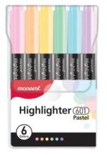 Zakreślacz 601 komplet 6szt Pastel MONAMI