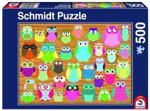 Puzzle PQ 500 Kolorowe sowy G3