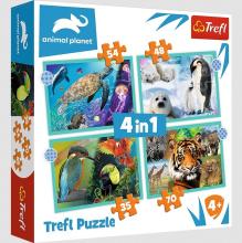 Puzzle 4w1 Tajemniczy świat zwierząt TREFL
