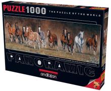 Puzzle 1000 Panorama Dzikie konie