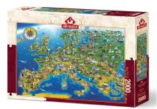 Puzzle 2000 Mapa z zabytkami Europy