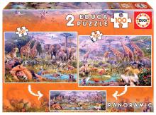 Puzzle 2x100 Dzikie zwierzęta (panorama) G3