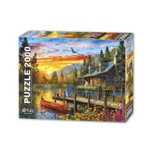 Puzzle 2000 Zachód słońca nad jeziorem