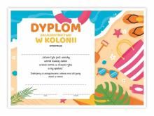 Dyplom A4 obozowy kolonie - Plaża 20szt