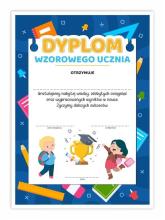 Dyplom A4 wzorowego ucznia - Przybory 10szt