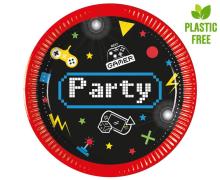 Talerzyki papierowe Gaming Party 20cm 8szt