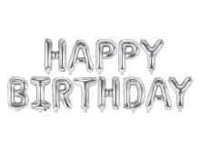 Balon foliowy Happy Birthday 340x35cm srebrny