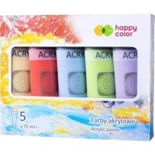 Farby akrylowe 75ml 5 kolorów HAPPY COLOR