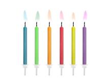 Świeczki urodzinowe kolorowe płomienie 6szt