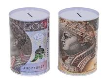 Skarbonka metalowa banknoty złoty polski MIX