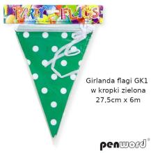 Girlanda flagi w kropki zielona 27.5cmx6m