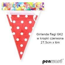 Girlanda flagi w kropki czerwona 27.5cmx6m