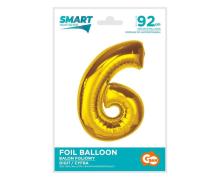 Balon foliowy Smart cyfra 6 złota 92cm
