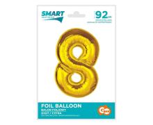 Balon foliowy Smart cyfra 8 złota 92cm