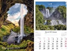 Kalendarz 2025 ścienny Wodospady