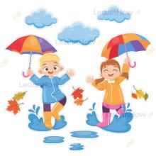 Dekoracje jesienne - Dzieci z parasolami 11el