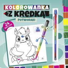 Kolorowanka z kredką. Potworki