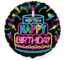 Balon foliowy Happy Birthday neon 48cm