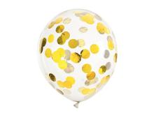 Balony z konfetti kółka złoty 30cm 6szt